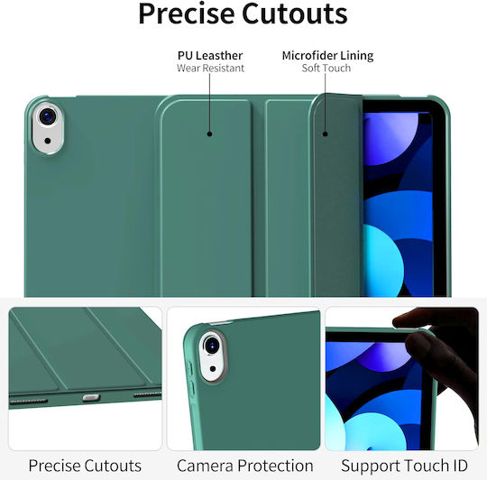 Husa Ultra Slim Pentru Apple Ipad A16 11-inch 2025 10.9-inch 2022 Silicon Tpu Smart Cover – Verde Marin