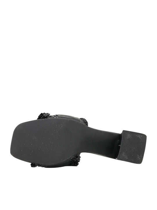 Marquel Leather Mules with Heel in Black Color