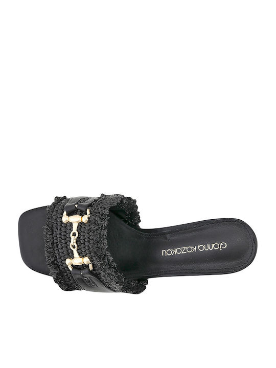 Marquel Leather Mules with Heel in Black Color