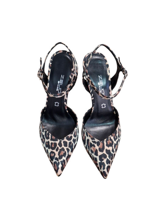 Leder Pumps mit Riemen & Hohem Absatz Leopard