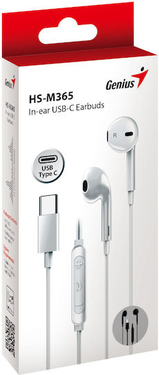 Genius 31710030401 In-ear Handsfree Ακουστικά με Βύσμα USB-C Λευκό