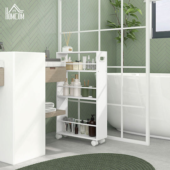 HomCom Τρόλεϊ Κουζίνας Ξύλινο 3 Θέσεων Λευκό 45x15x80cm