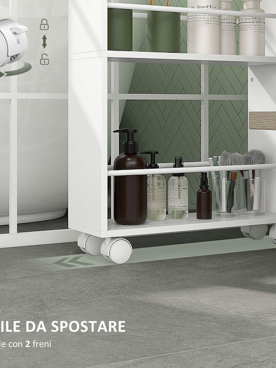 HomCom Wooden Kitchen Trolley 3 Tiers White 45x15x80cm