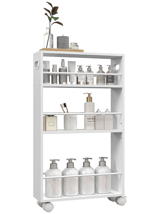 HomCom Wooden Kitchen Trolley 3 Tiers White 45x15x80cm