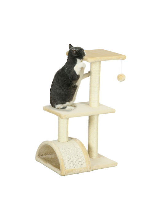 Pawhut Scratching Post Cat Trees Beige 3 levels 40x35x72cm