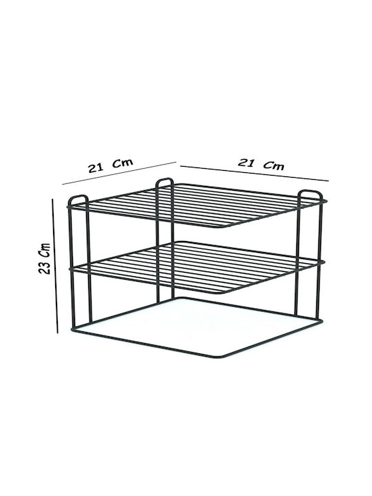 Femmit Metal 3-Tier Shelf Kitchen Cabinet Bathroom Organization Set of 2 Pieces 21x21x23 Cm Black