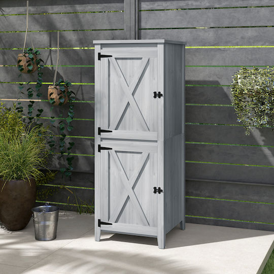 Wooden Garden Warehouse with Single-Leaf Door Gray L0.6xW0.6xH1.6cm