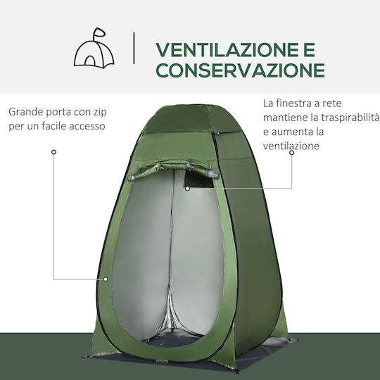 Outsunny Summer Camping Tent Pop Up Toilet Green 126x124x189cm
