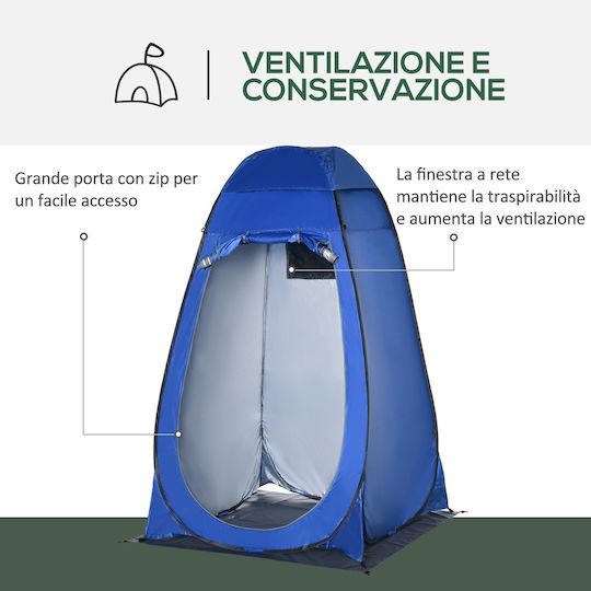 Outsunny Summer Camping Tent Pop Up Toilet Blue 126x124x189cm