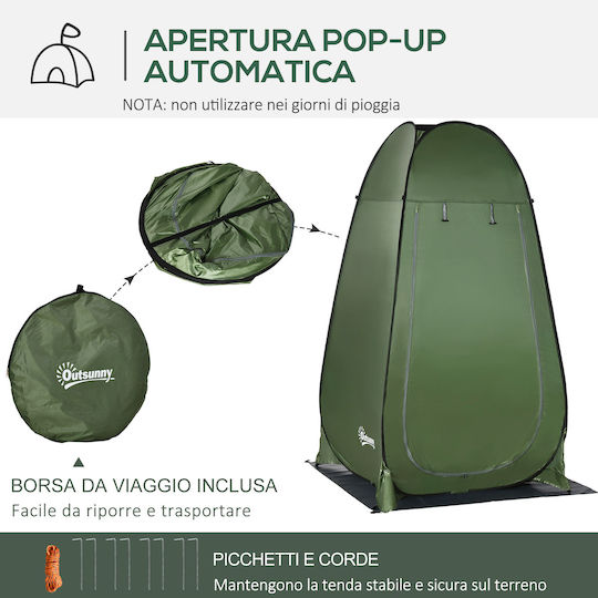 Outsunny Summer Camping Tent Pop Up Toilet Green 126x124x189cm