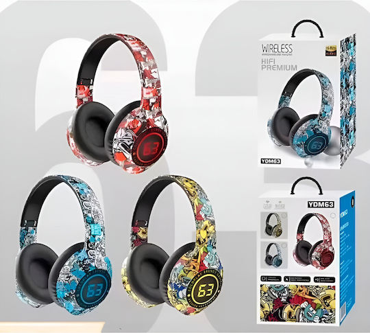 O-Lonnie YDM63 Fără fir Bluetooth Over Ear Căști cu 5 ore de Funcționare Graffiti Yellow