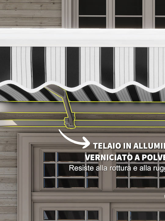Outsunny Zelt Terrasse mit LEDs Blau 3.95x2.45m