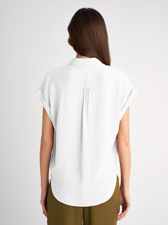 Lina Women's Monochrome Short Sleeve Shirt White