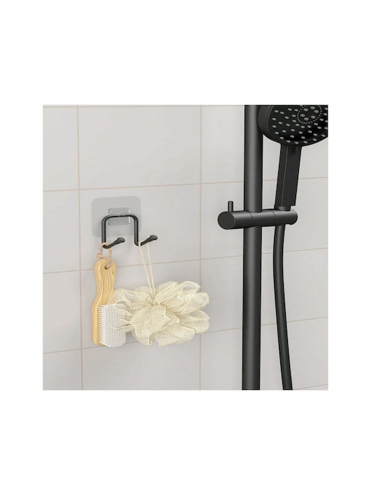 Femmit Metal Adhesive Bathroom Kitchen Hook Set of 2 Pieces 6x5x5 Cm Black