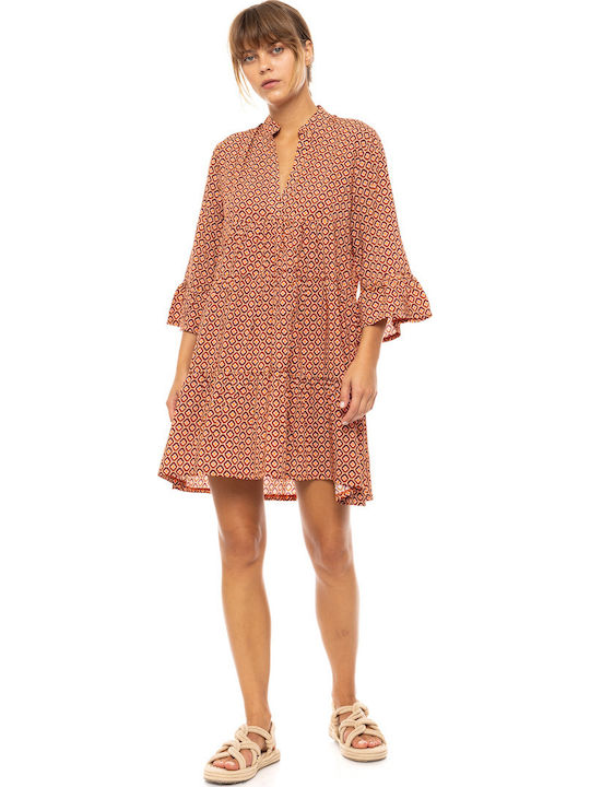 Γυναικείο Beachwear Pink Label Prism Geo Viscose 3/4 Μανίκι