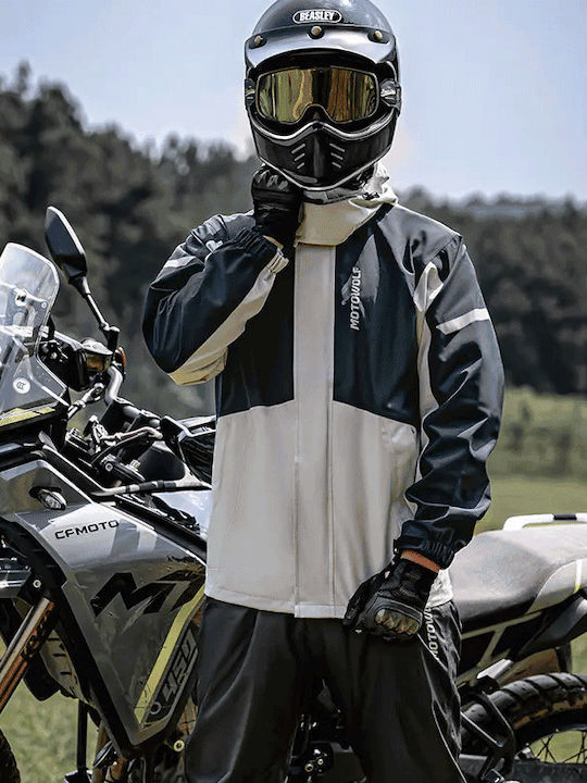 Motowolf V5 Men's Waterproof Riding Jacket & Pants Set Blue/Grey