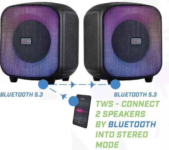 Rebeltec Speaker PowerCube 500 Ηχείο Bluetooth 60W με Ραδιόφωνο και Διάρκεια Μπαταρίας έως 12 ώρες Μαύρο