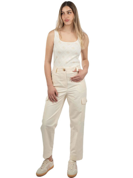 Women's Fabric Cargo Trousers Ecru