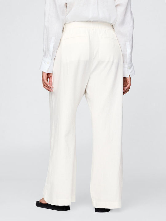 Дамско Лен Панталон с Ластик White, Off White