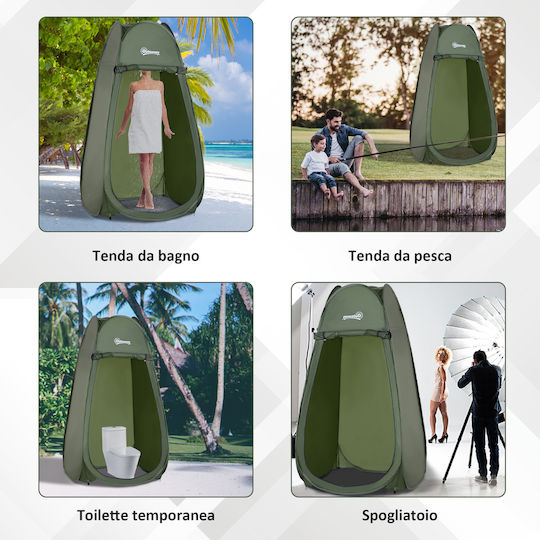 Outsunny Camping Tent Pop Up Toilet Khaki 3 Seasons 100x100x185cm
