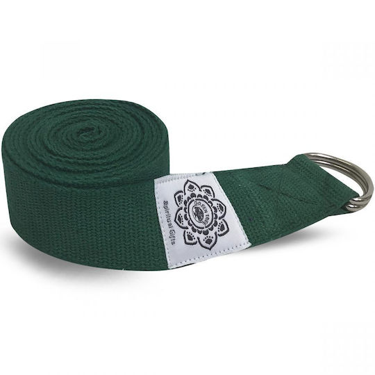 Ζώνη Γιόγκα Ιμάντας Yoga Pilates Strap D-ring Cotton Green Xl 270cmx4cm