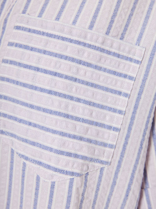 Women's Striped Short Sleeve Shirt Purple