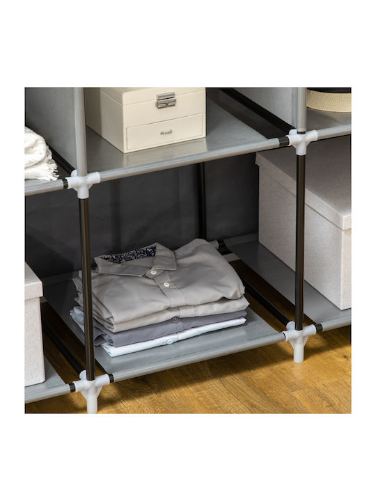 HomCom Fabric Wardrobe with Zipper and Shelves in Gray Color 125x43x162.5cm