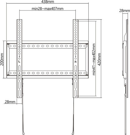 Brateck LP72-44F Βάση Τηλεόρασης Τοίχου έως 40" και 75kg