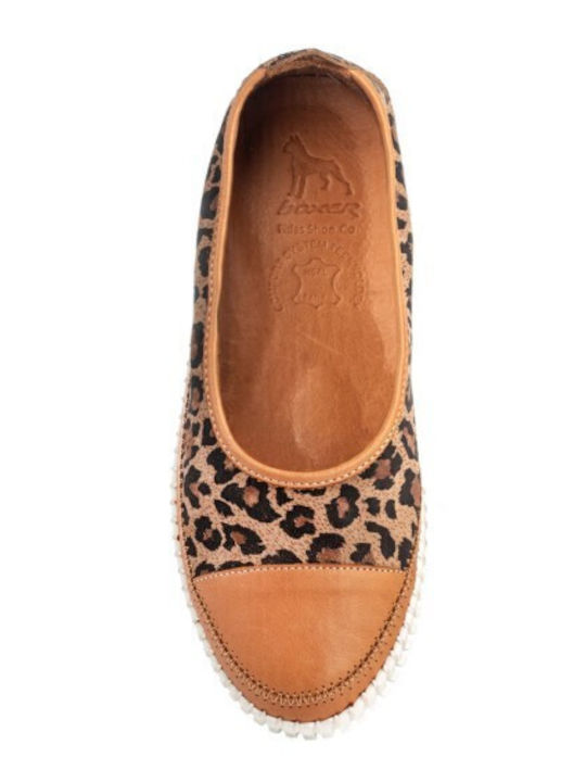 Pantofi Balerini Pentru Femei Din Piele Animal Print