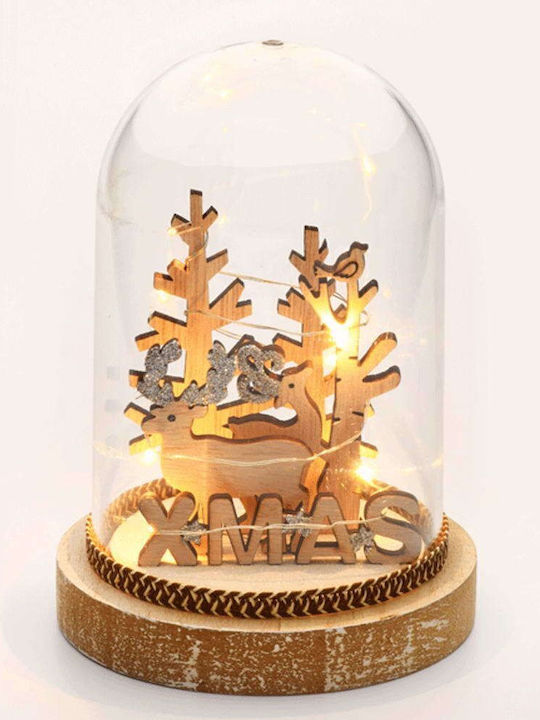 Weihnachtliche Schneekugel Beleuchtet mit Rentier Batterie 12x8x18cm 1Stück