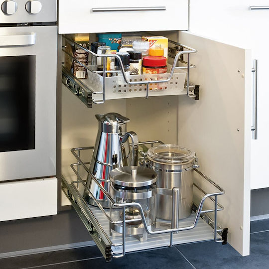 Bakaji Telescopic Kitchen Drawer 30cm Basket Sliding Space-Saving Shelf Steel 02832644