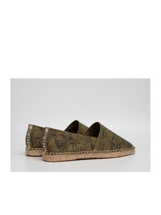 Stoff Herren Espadrilles in Grün Farbe