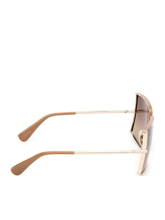 Max Mara Women's Sunglasses with Gold Metal Frame and Brown Gradient Lens MM 0120 47F