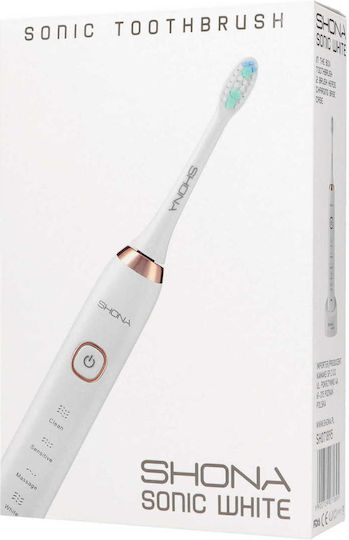 Shona Sonic Electric Toothbrush with Pressure Sensor and Travel Case White