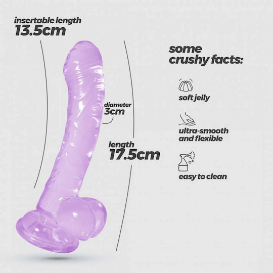 Crushious Ρεαλιστικό Dildo με Όρχεις και Βεντούζα Μωβ 17.5cm