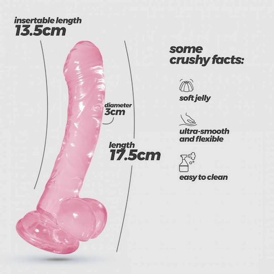 Crushious Ρεαλιστικό Dildo με Βεντούζα Ροζ 17.5cm