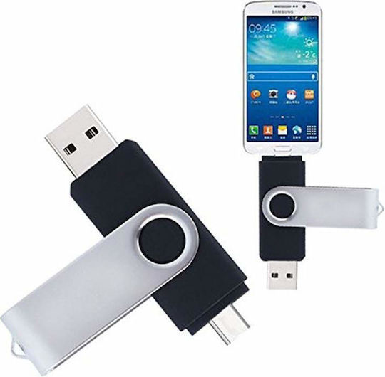 Siks Memory Stick 16 Gb 2 În 1 Usb 3.0 Tip-c Rotire 360° Rezistent la Apă Compatibil cu Smartphone-uri Calculatoare Tablete Alte Dispozitive Port Usb Tip-c Compatibilitate Otg Viteză Mare Gri Negru