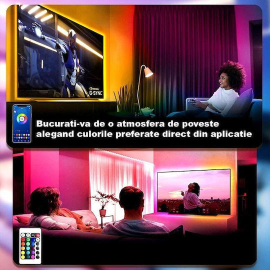 Rezistent la apă Inteligent Bandă LED Pentru televizor Albastru Lumină 2x5m Tip SMD2835 cu Sursă de alimentare & Telecomandă