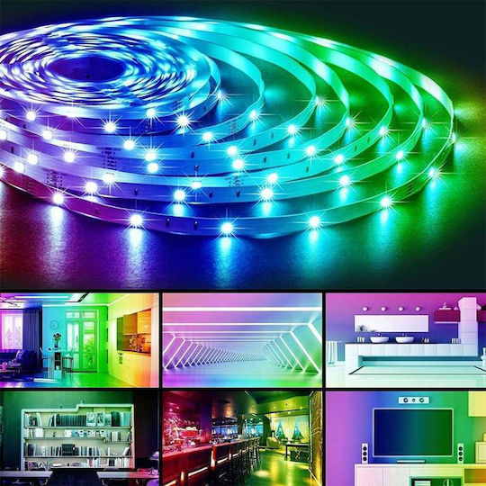 Αδιάβροχη Ταινία LED Τηλεόρασης 12V RGB Φως 5m Τύπου SMD5050 με Τηλεχειριστήριο