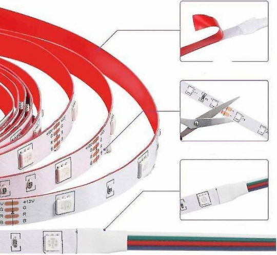 Αδιάβροχη Ταινία LED Τηλεόρασης 12V RGB Φως 5m Τύπου SMD5050 με Τηλεχειριστήριο