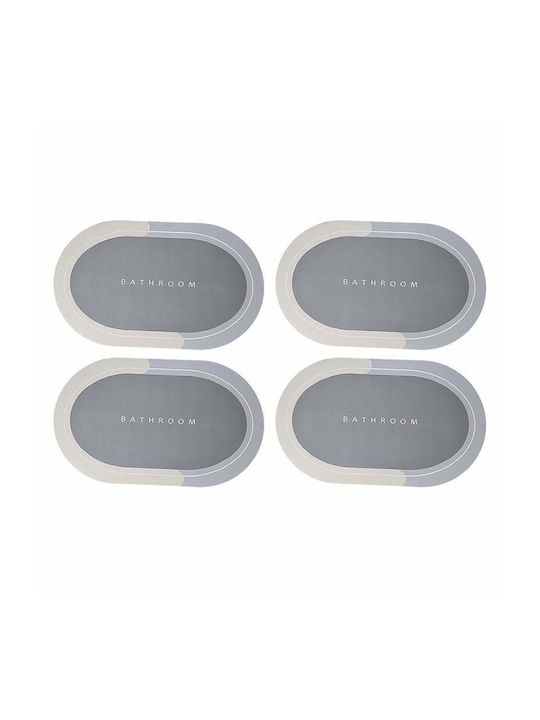Αντιολισθητικό Σετ Πατάκια Μπάνιου Οβάλ Light Blue/grey 4τμχ