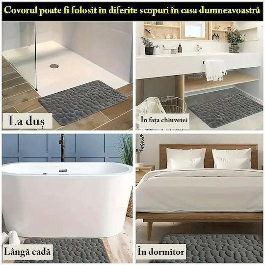 Non-Slip Bath Mat Gray 60x40cm