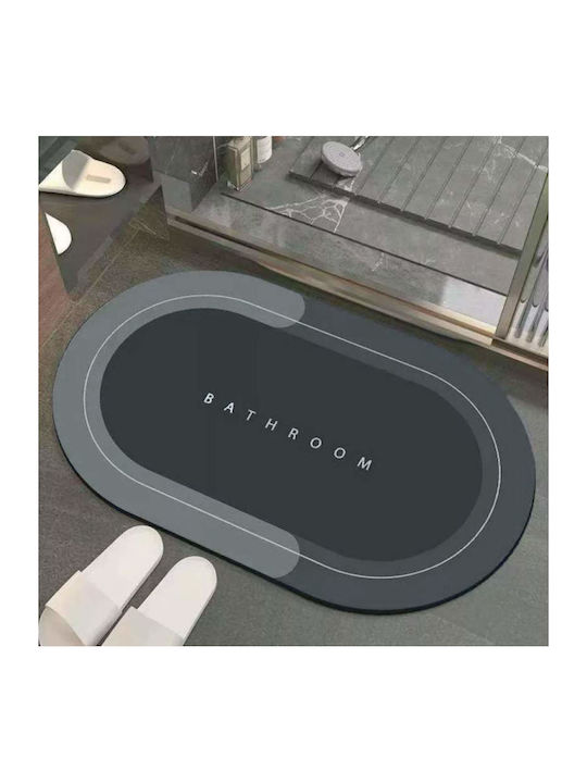 Rutschfest Badematte Synthetisch,Polyester/Cotton/Leather Oval Gray 57x38cm