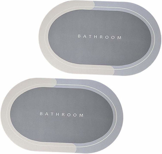 Rutschfest Set Badematten Oval Light Blue/grey 2Stück