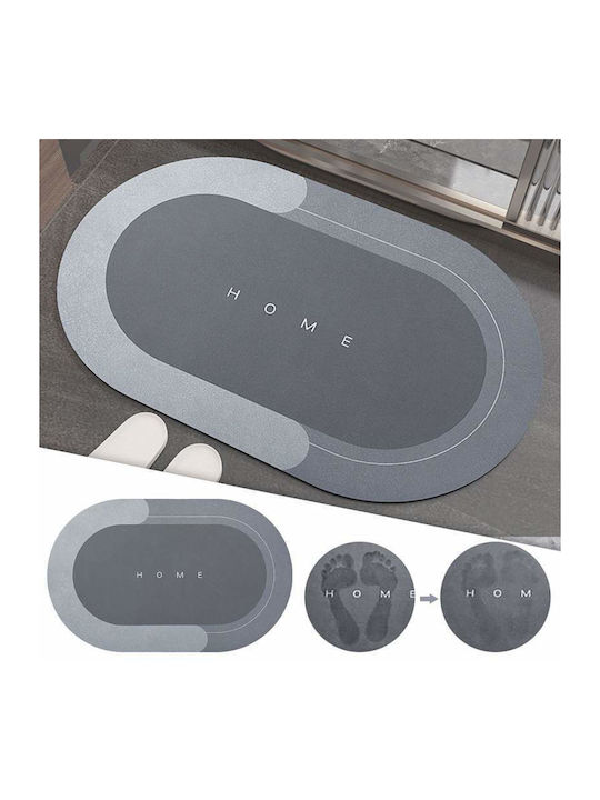 Αντιολισθητικό Πατάκι Μπάνιου Οβάλ Light Gray 57x38εκ.