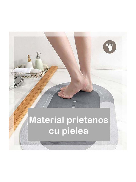 Αντιολισθητικό Πατάκι Μπάνιου Οβάλ Light Gray 57x38εκ.