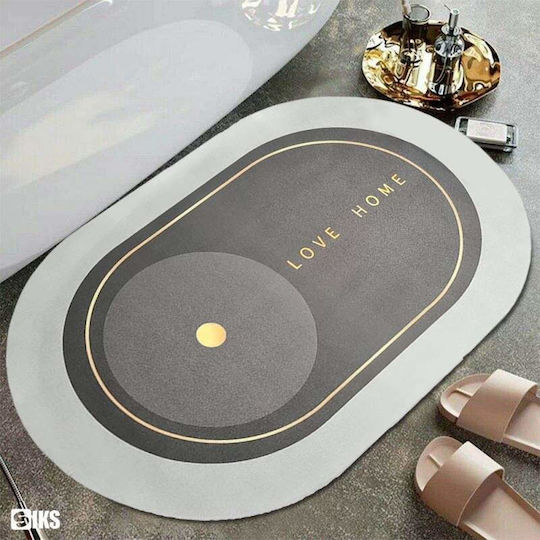 Αντιολισθητικό Πατάκι Μπάνιου Οβάλ Gray 57x39εκ.