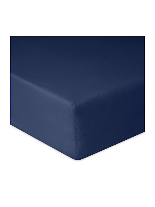 Matex Σεντόνι Μονό με Λάστιχο 100x200εκ. Navy Blue