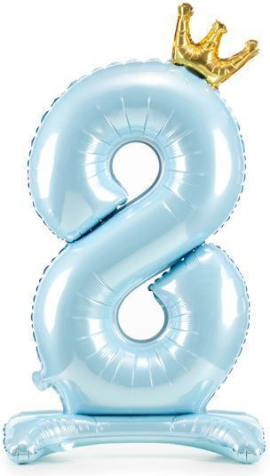 Folienballon Basis Nummer Acht Hellblau Krone 84cm