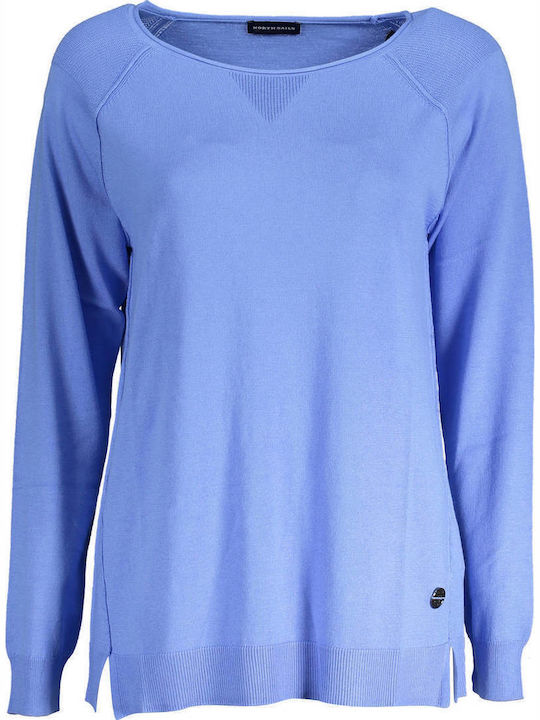 Women's Long Sleeve Sweater Cotton Light Blue